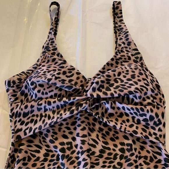 Pink Lily Swimsuit Bikini Top Tankini Cheetah Animal Print Sz Small NWOT - Picture 3 of 6